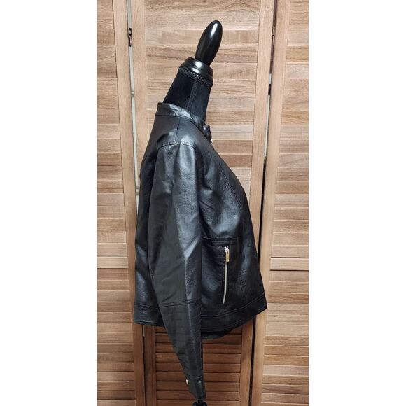 B by Bernardo Women’s Faux Leather Biker Moto Zip-Up Jacket Black Size 1X - Picture 3 of 8